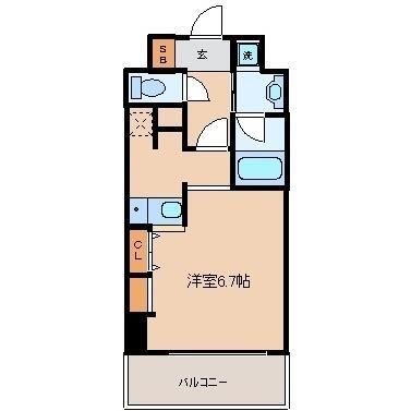 拡大写真：ベルエアー 2階609の間取り