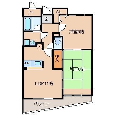 拡大写真:フレアコート京橋 4階405の間取り
