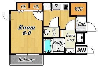拡大写真:Lalaplace梅田東シエスタ 6階604の間取り