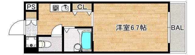 拡大写真:エクセレント上新11 3階305の間取り