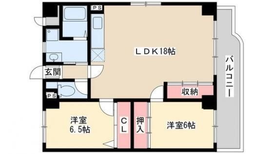 拡大写真:ヒューマンポート洗心洞 2階202の間取り