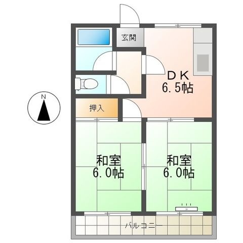 拡大写真:村瀬マンション 2階201の間取り
