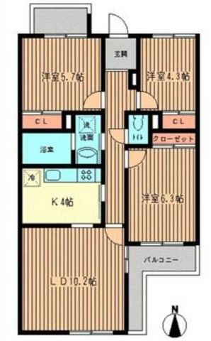 拡大写真:世田谷区梅丘3丁目 2階201の間取り