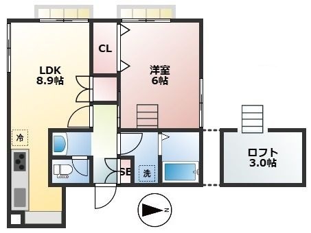 拡大写真:COCOL.POINT 2階202の間取り