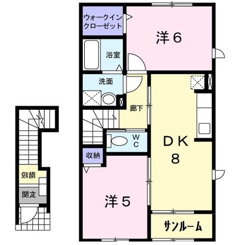 拡大写真:デスパシオⅡB 2階203の間取り