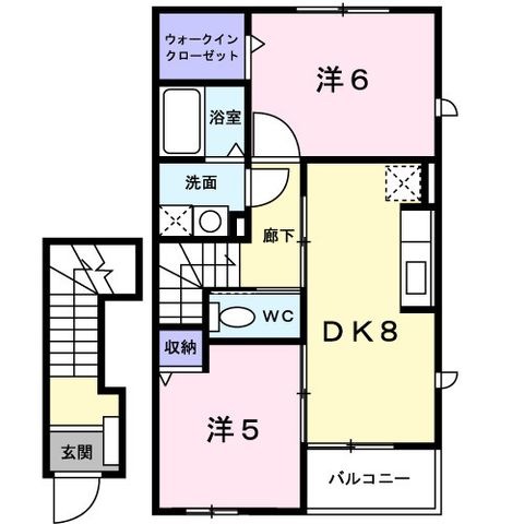 拡大写真:クラール辰口 2階203の間取り