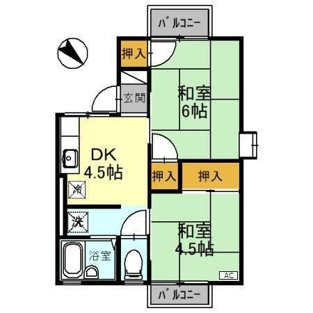 拡大写真:ハイム松が丘 2階202の間取り