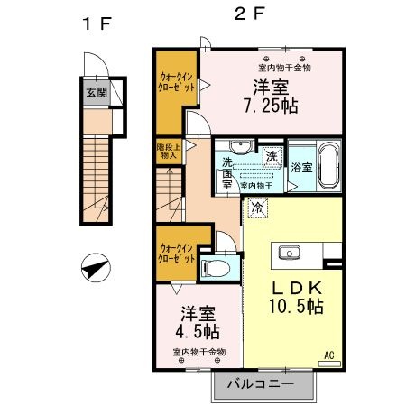 拡大写真:パシアン 2階202の間取り