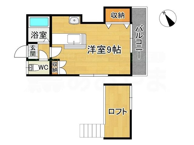 拡大写真:ハイデンス高雄B 1階101の間取り