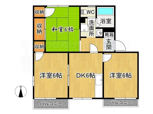 拡大写真:ピア新町 2階201の間取り