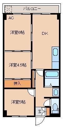 拡大写真：グレードワン南浜 3階302の間取り