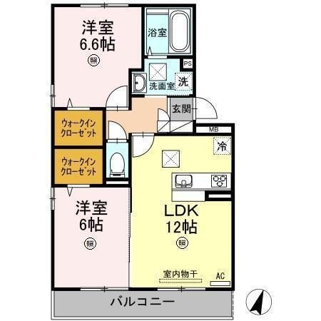 拡大写真：サンライト松山町 2階102の間取り
