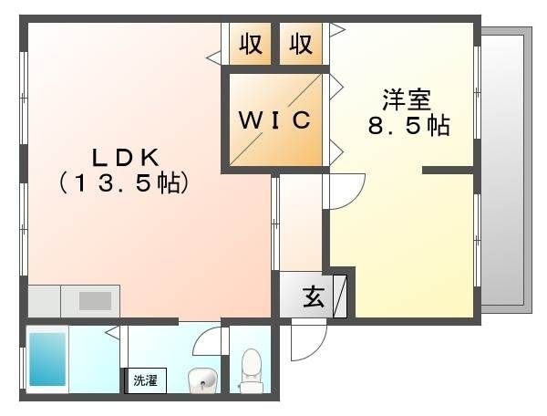 拡大写真:ハイツサンライフB 2階203の間取り