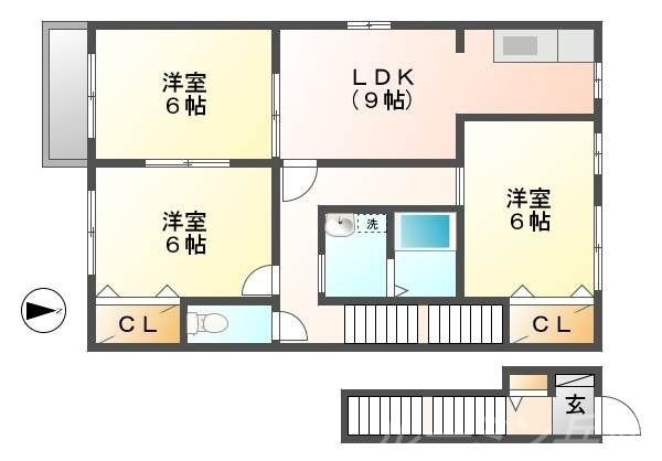拡大写真：アクシス大島 2階202の間取り