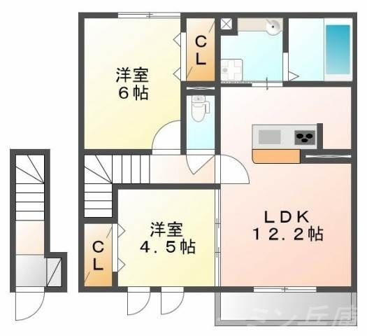 拡大写真:ヴィオラ志染 2階202の間取り