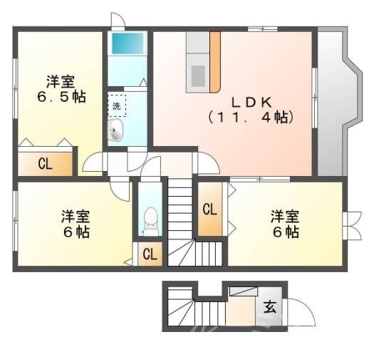 拡大写真:カモミール3 A棟 2階201の間取り