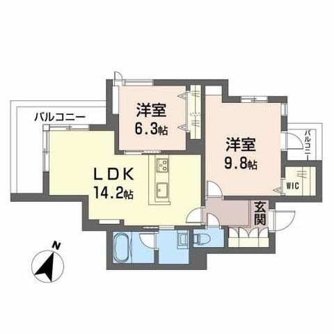 拡大写真:エクセレントガーデンヒルズA 2階201の間取り