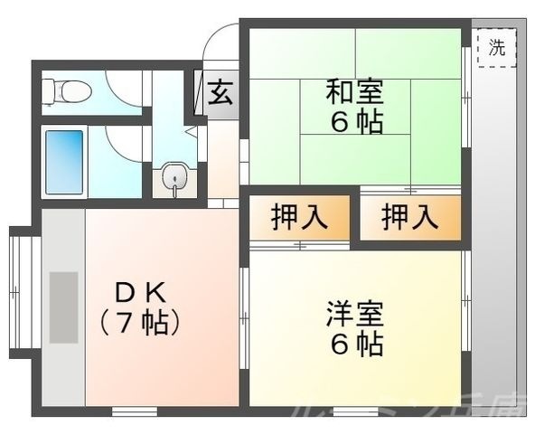 拡大写真:サンフラッツ2 B棟 2階203の間取り