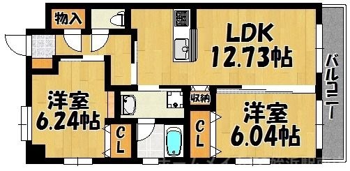 拡大写真:リバレイン 7階706の間取り