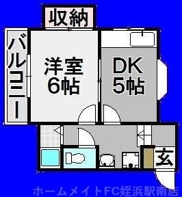 拡大写真:アンフィニ福重 2階205の間取り