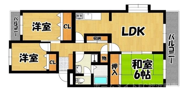 拡大写真:Wプロスパー潤 2階201の間取り