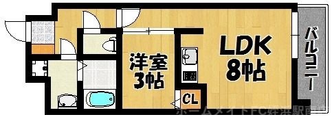 拡大写真:スリーアイランド今宿 3階303の間取り