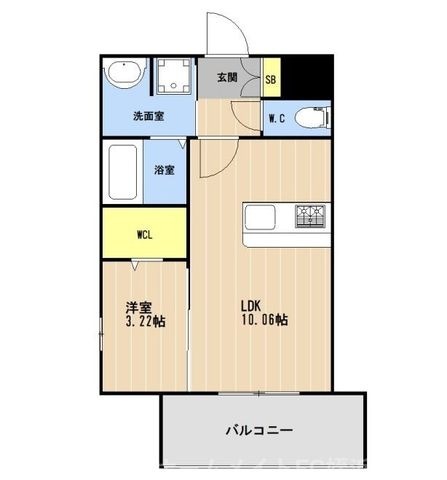 拡大写真:福岡市西区姪の浜1丁目 2階201の間取り