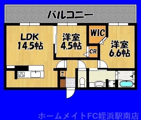 拡大写真:ラフィーネ伊都Ⅱ 1階102の間取り