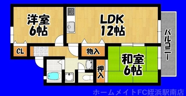 拡大写真:メゾン・クレアトゥール 2階202の間取り