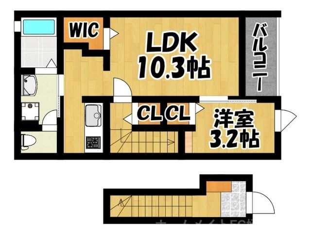 拡大写真:フローラ16 2階203の間取り
