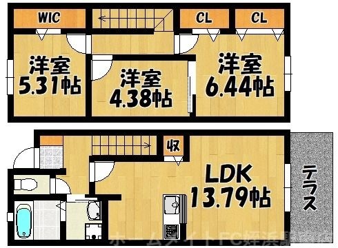 拡大写真：D-room学研都市 2階B102の間取り