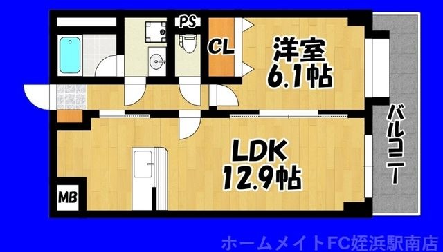 拡大写真:カノン横浜 2階205の間取り