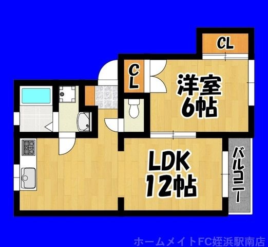 拡大写真:ラウレア姪浜 3階302の間取り