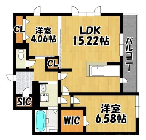 拡大写真:プリマフルール彩都B棟 3階306の間取り
