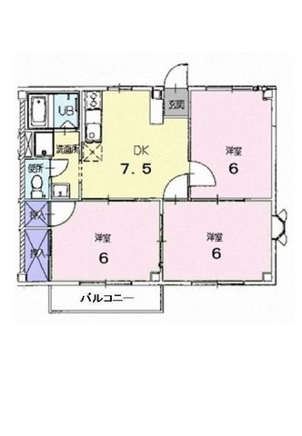 拡大写真:ドミールパル 2階201の間取り