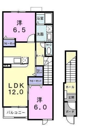 拡大写真:ピエタ・フィリアーレ椿 B 2階203の間取り