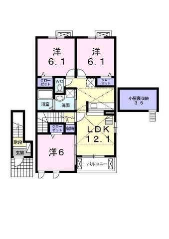 拡大写真:陽和 II 2階202の間取り