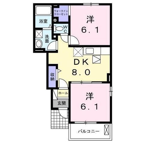拡大写真:レジーナ・クレールA 1階105の間取り