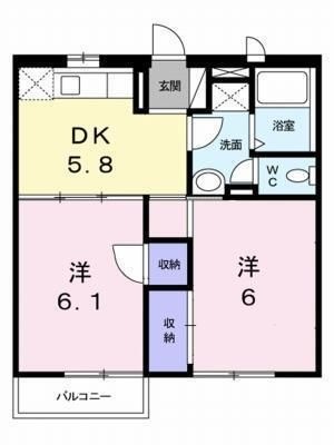 拡大写真:キャッスルコート B 2階202の間取り