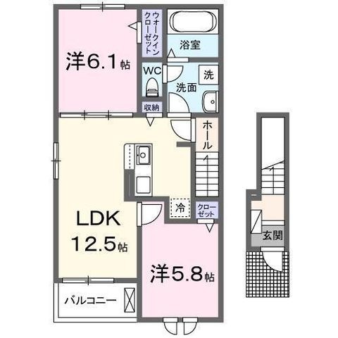 拡大写真:エストレージャI 2階201の間取り