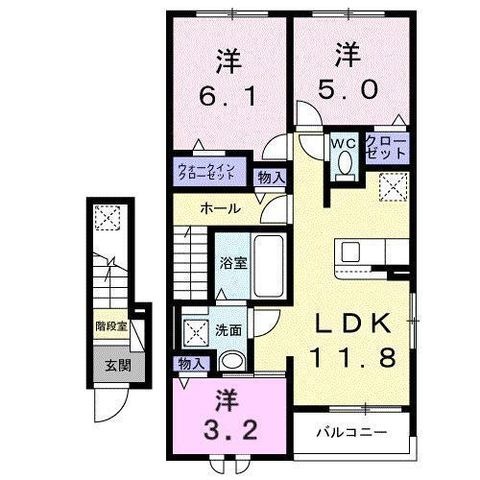 拡大写真:ルークテラス山西 2階202の間取り