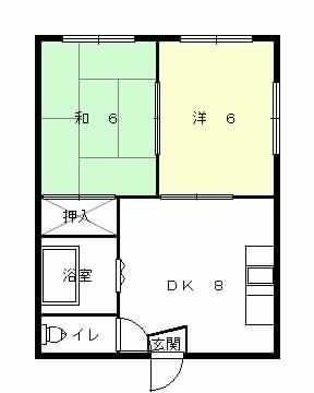 拡大写真:ハイツ2番館 2階B201の間取り