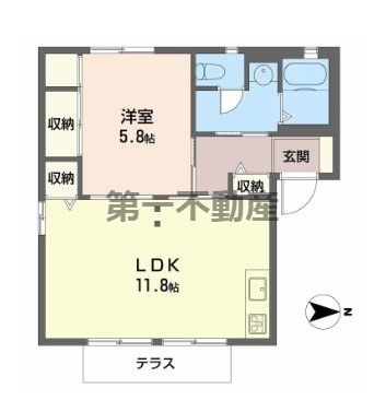 拡大写真:ラ・クレール 1階A101の間取り