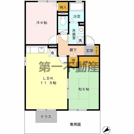 拡大写真:グランドソレイユ A棟 1階103の間取り