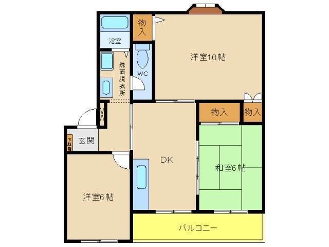 拡大写真:グリーンエイトⅡ 2階206の間取り
