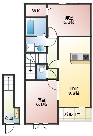 拡大写真:リュクス西明石Ⅱ 2階201の間取り