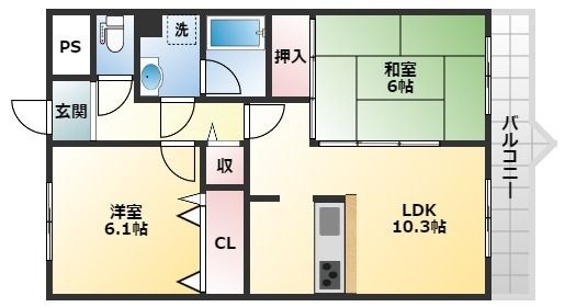 拡大写真：ルナポリス 4階408の間取り