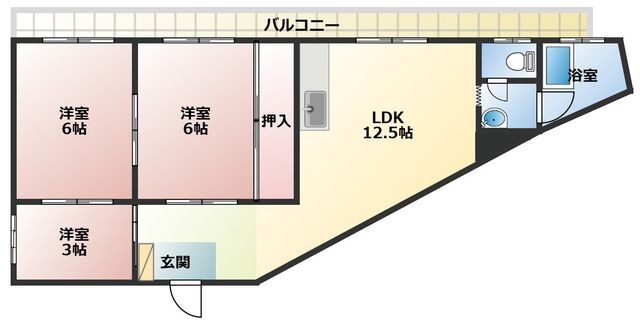 拡大写真:赤峯マンション 2階201の間取り