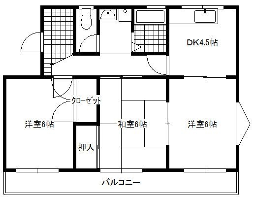 拡大写真:カーサ宮原 2階201の間取り