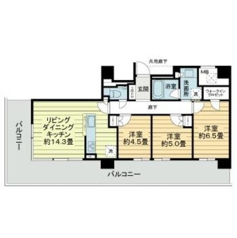 拡大写真:ライオンズタワー岡山千日前 11階1107の間取り